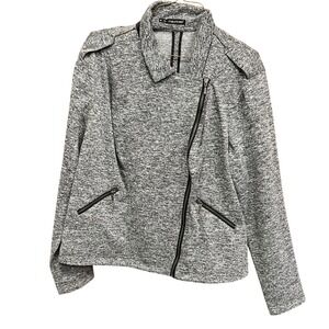 Maurices Moto Jacket Heather‎ Gray Knit Asymmetrical Zip Pockets Size 4 - 4XL